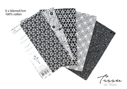 Tissu de Marie Fat Quarter Neutral Perle 50x57cm - 5 stk